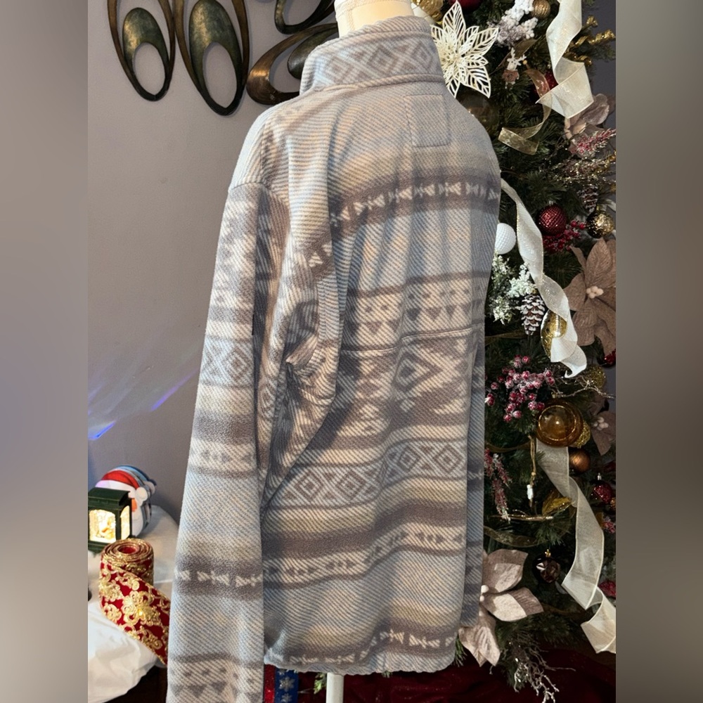 Billabong Men's Gray and Cream Zip Up Pullover/Fleece - Picture 3 of 5